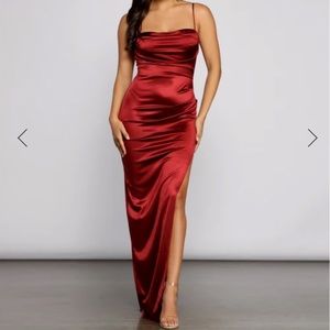 Red silk prom dress
